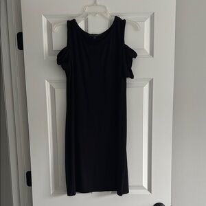White House Black Market Black Cold Shoulder Sheath Mini Dress, size small